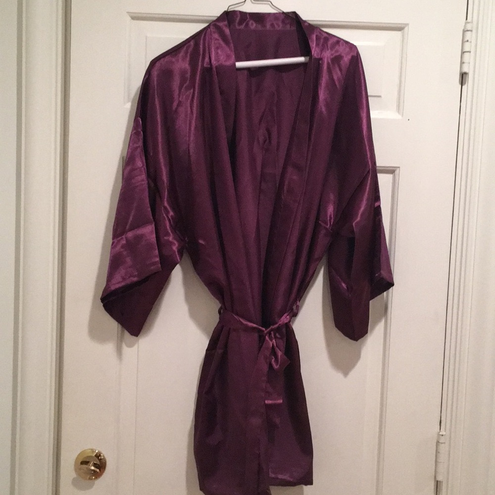 Light Pink Silk Satin Robe with sash.